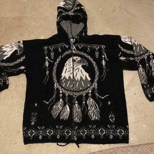 Vintage 1990 native American black & white Eagle thick wool jacket
